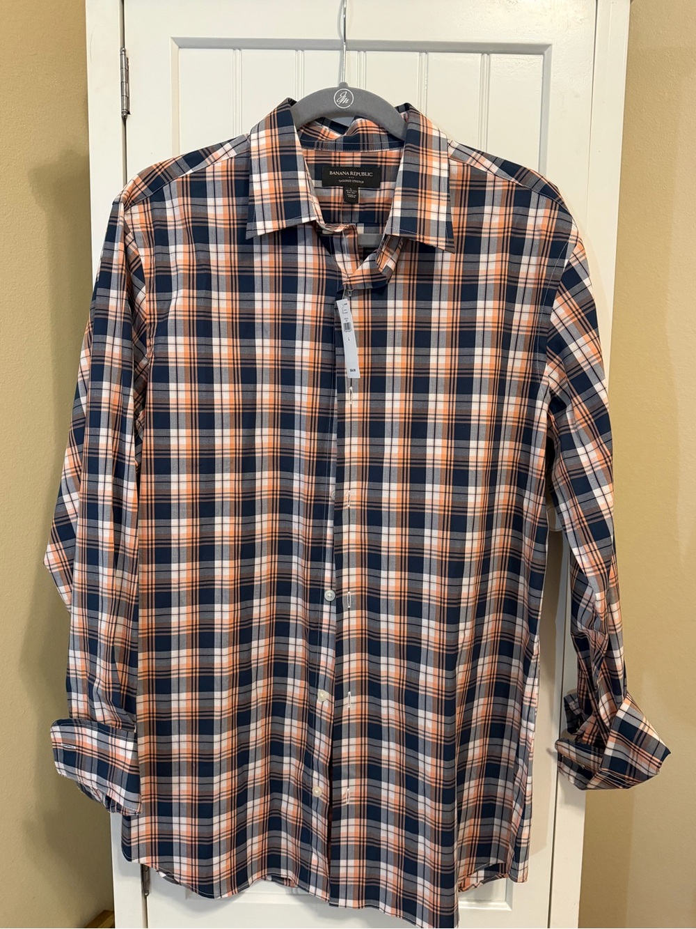 Banana Republic Tailored Stretch Plaid Shirt NWT Large